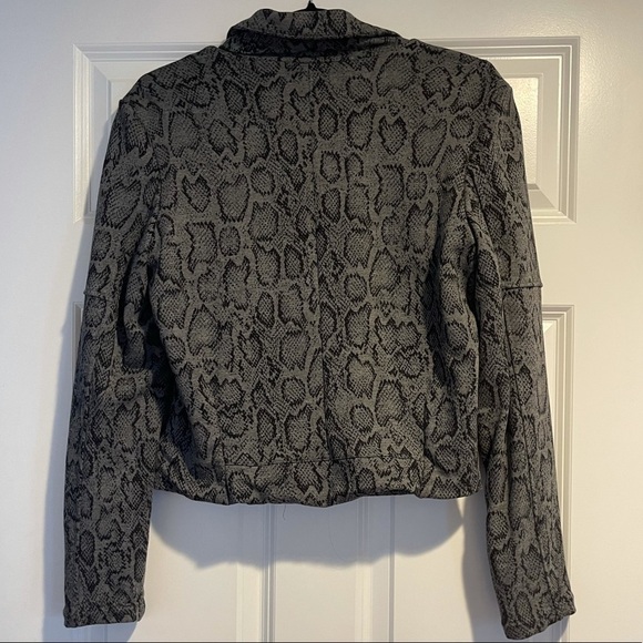 Lemon tart snake print Moto jacket. Sz l - Picture 7 of 9